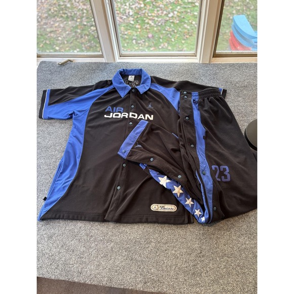 Jordan Air Jordan Track Suit Mens 2XL Black Blue Snap Pants Jersey 23 Jumpman - Picture 1 of 16
